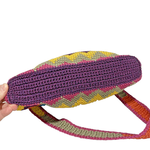 Vintage The Sak Shoulderbag Purse Crossbody Crochet Multicolor Single Strap - Picture 10 of 14